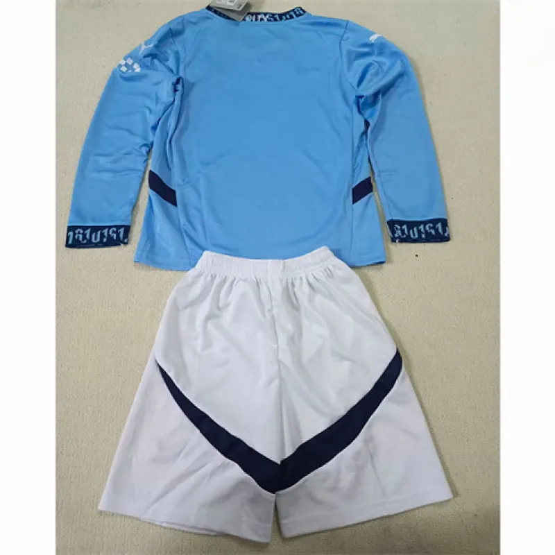 Manchester City Kids' Long-sleeved Jersey and Shorts 2024/25 Home - Blue