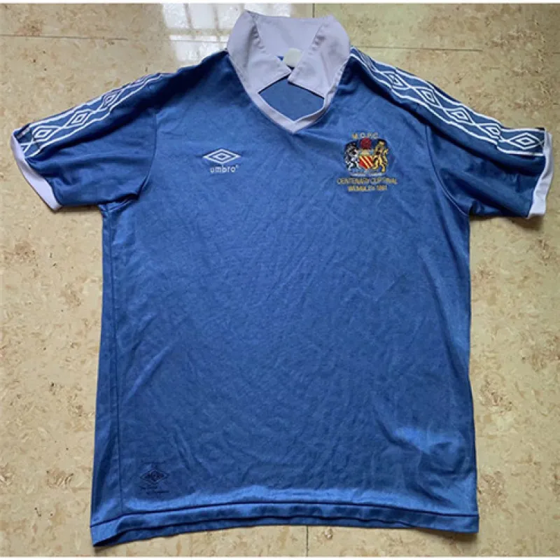 Maillot domicile rétro de Manchester City 1981/82 - Bleu