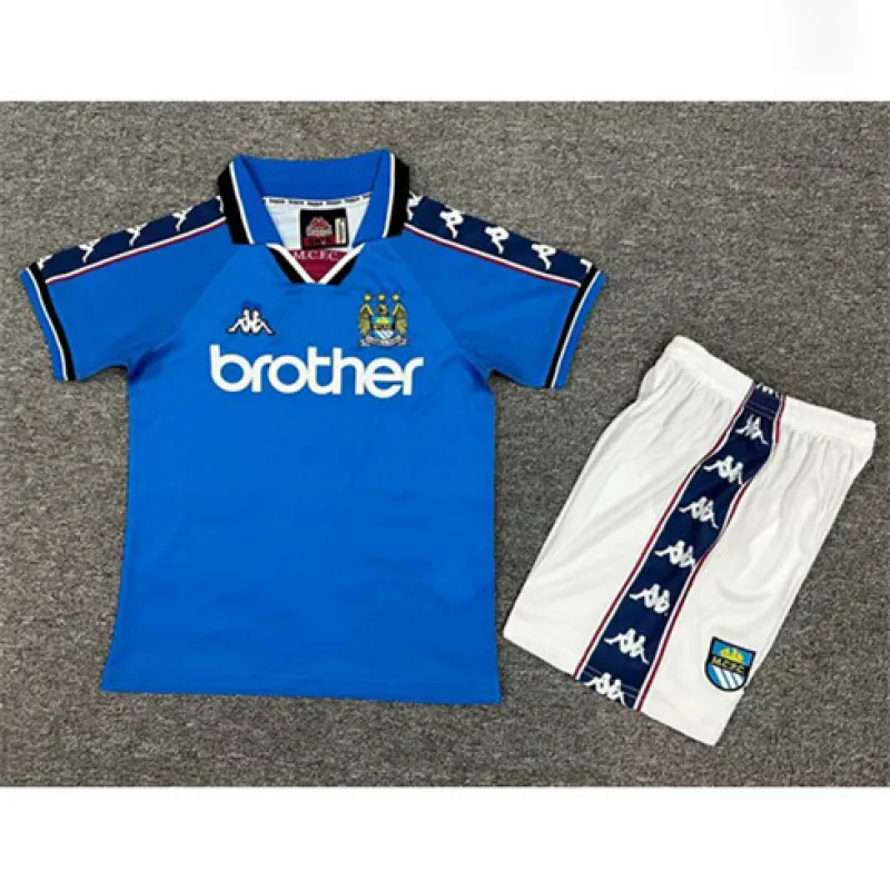 Maillot rétro domicile pour enfants de Manchester City 1997/98 - Bleu