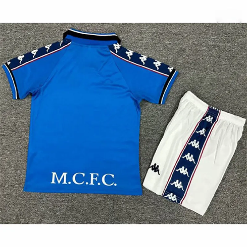 Maillot rétro domicile pour enfants de Manchester City 1997/98 - Bleu