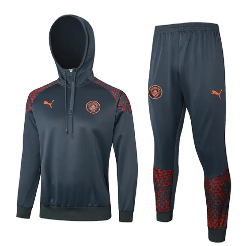 Abbigliamento sportivo con cappuccio di Manchester City 2024/25 - Grigio scuro