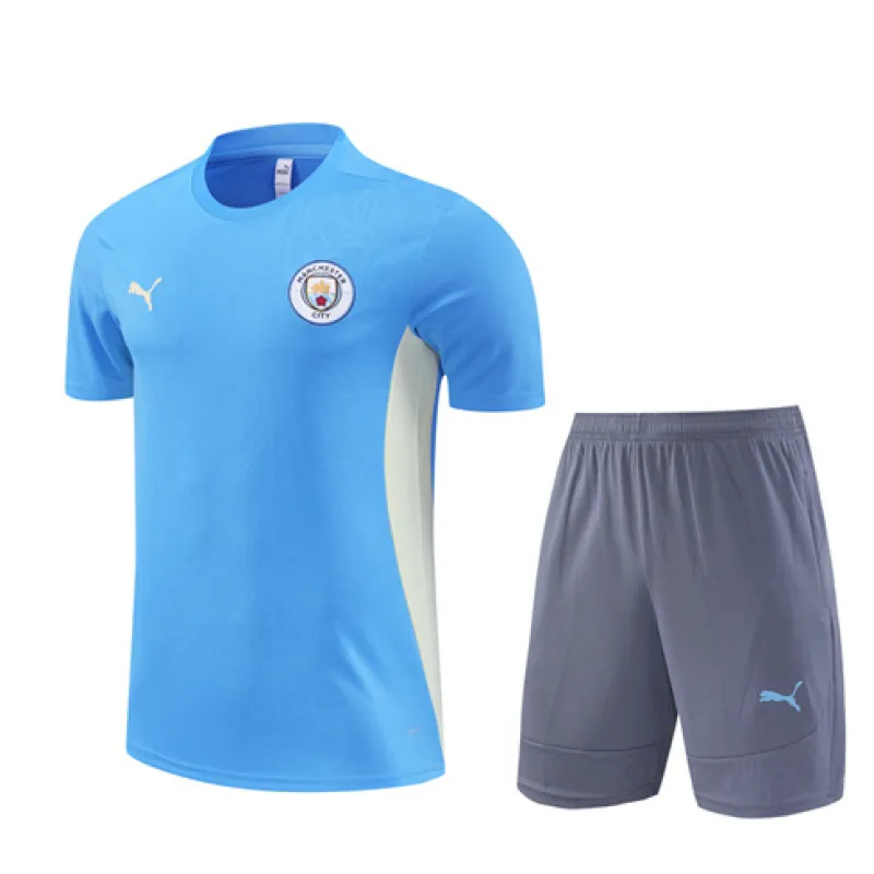 Manchester City 2024/25 Kids' Training Shirt and Shorts - Blue