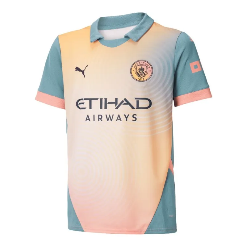 Cuarta camiseta para niños de Manchester City 2024/25 - Azul/Rosa