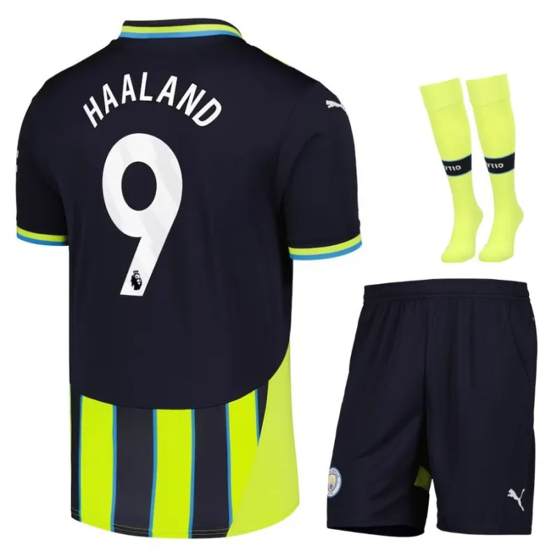 HAALAND Manchester City Kinder Auswärtstrikot-Set 2024/25 - Schwarz/Grün