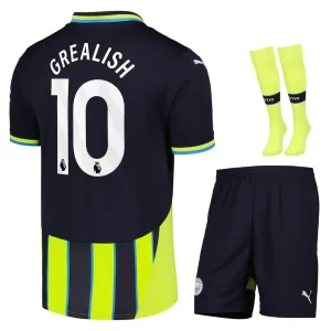 GREALISH Manchester City Kinder Auswärtstrikot-Set 2024/25 - Schwarz/Grün