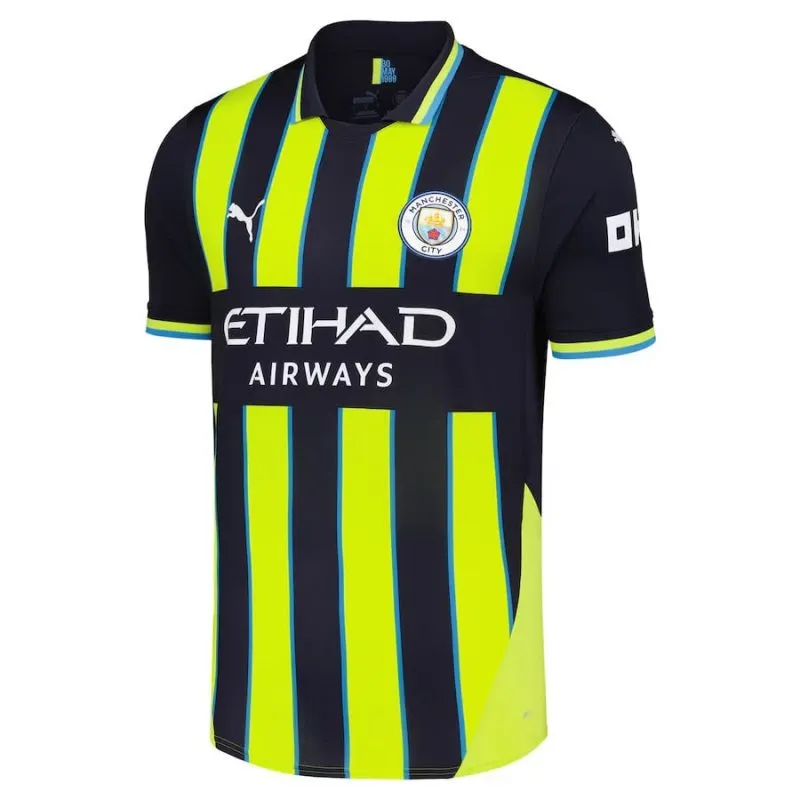 DEBRUYNE Ensemble de maillot d'enfant d'équipe d'extérieur de Manchester City 2024/25 - Noir/Vert