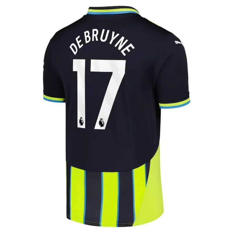 DEBRUYNE Ensemble de maillot d'enfant d'équipe d'extérieur de Manchester City 2024/25 - Noir/Vert