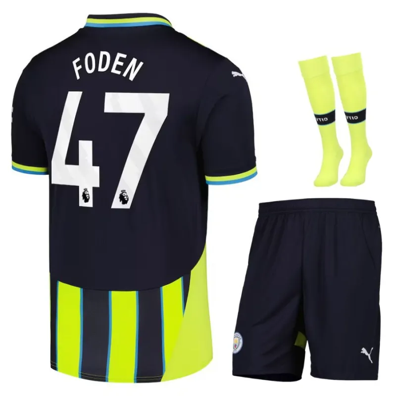 FODEN Manchester City Kinder Auswärtstrikot-Set 2024/25 - Schwarz/Grün