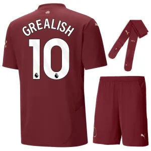 GREALISH Manchester City Kinder Drittes Trikot-Set 2024/25 - Burgundrot