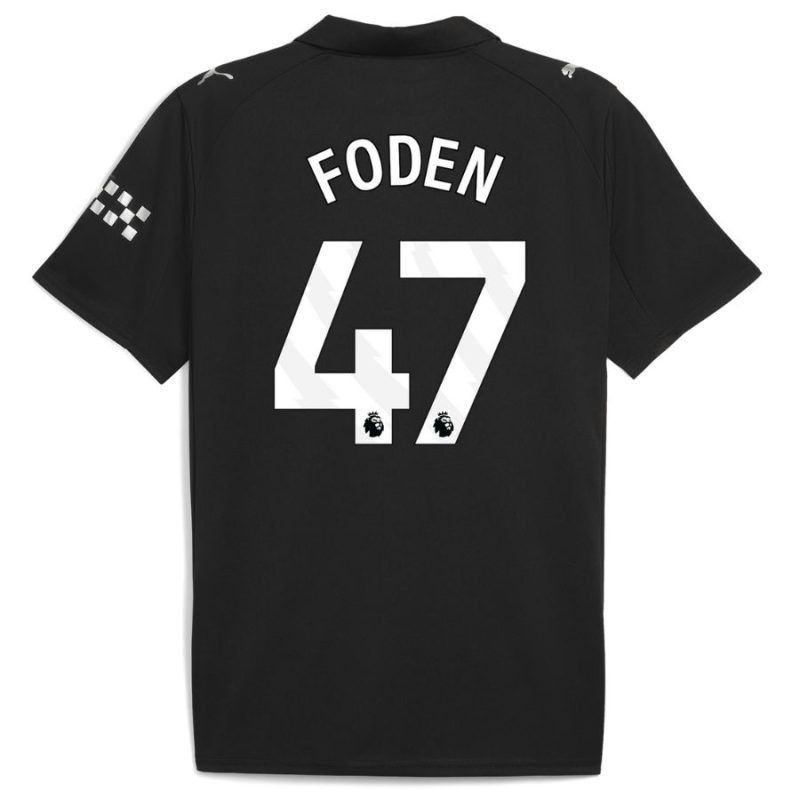 Manchester City FODEN 2025/26 Auswärts-Kinder-Trikot-Set - Schwarz