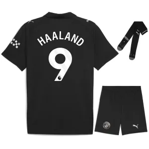 Manchester City HAALAND 2025/26 Away Kids' Jersey Set - Black