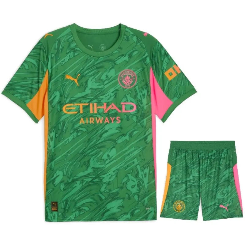 Manchester City 2025/26 Kinder Torwarttrikot + Shorts - Grün