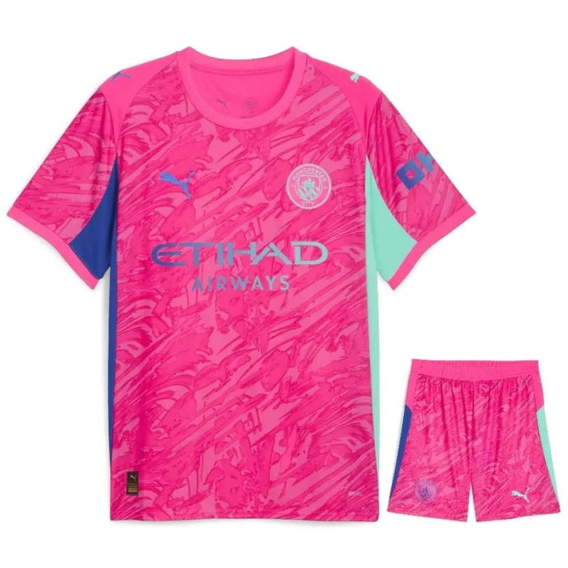 Manchester City 2025/26 Kinder Torwarttrikot + Shorts - Rosa