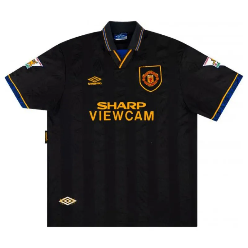 Camiseta Retro de Visitante del Manchester United CANTONA 1993 1995 - Negra