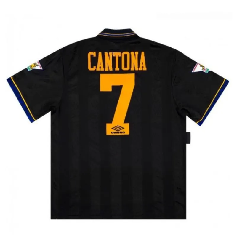 Camiseta Retro de Visitante del Manchester United CANTONA 1993 1995 - Negra