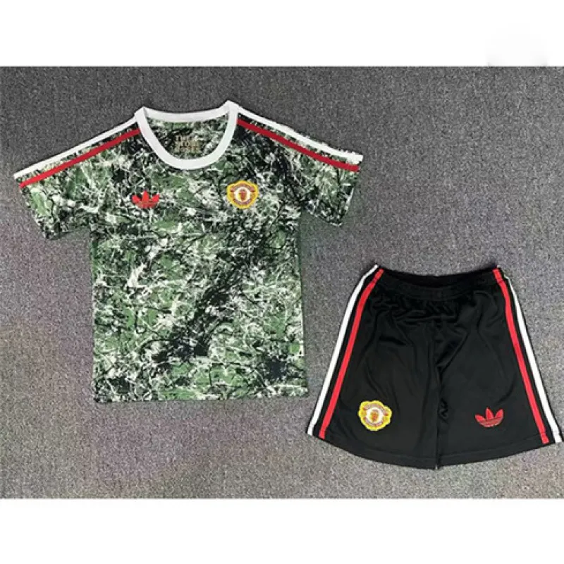 Manchester United Kids' Jersey + Shorts 2024/25 Co - branded Edition - Green