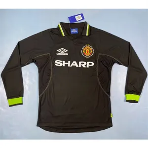 Camiseta retro mangas largas de Manchester United 1998/99 - Negra