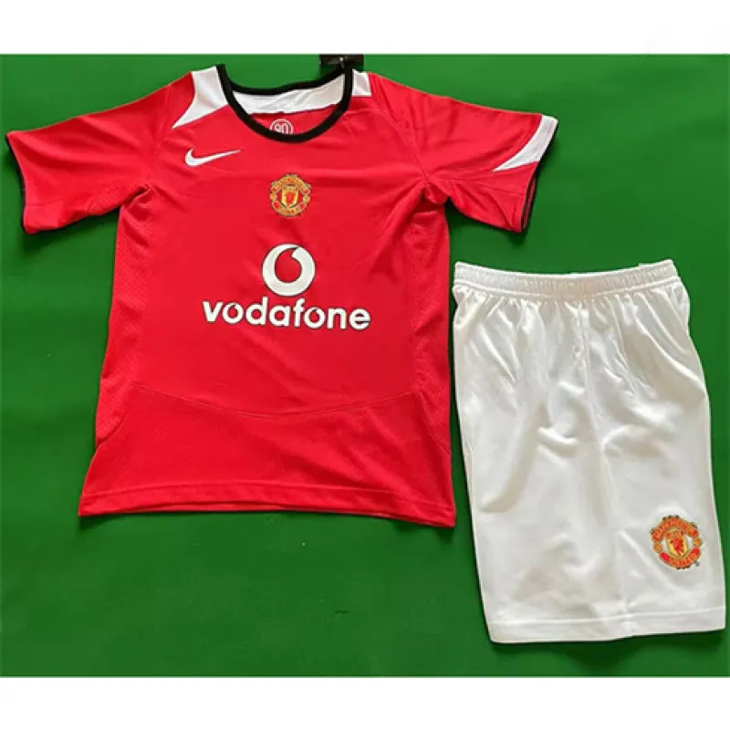 Manchester United Kinder - 2005/06 Heim - Retro - Trikot + Shorts - Rot