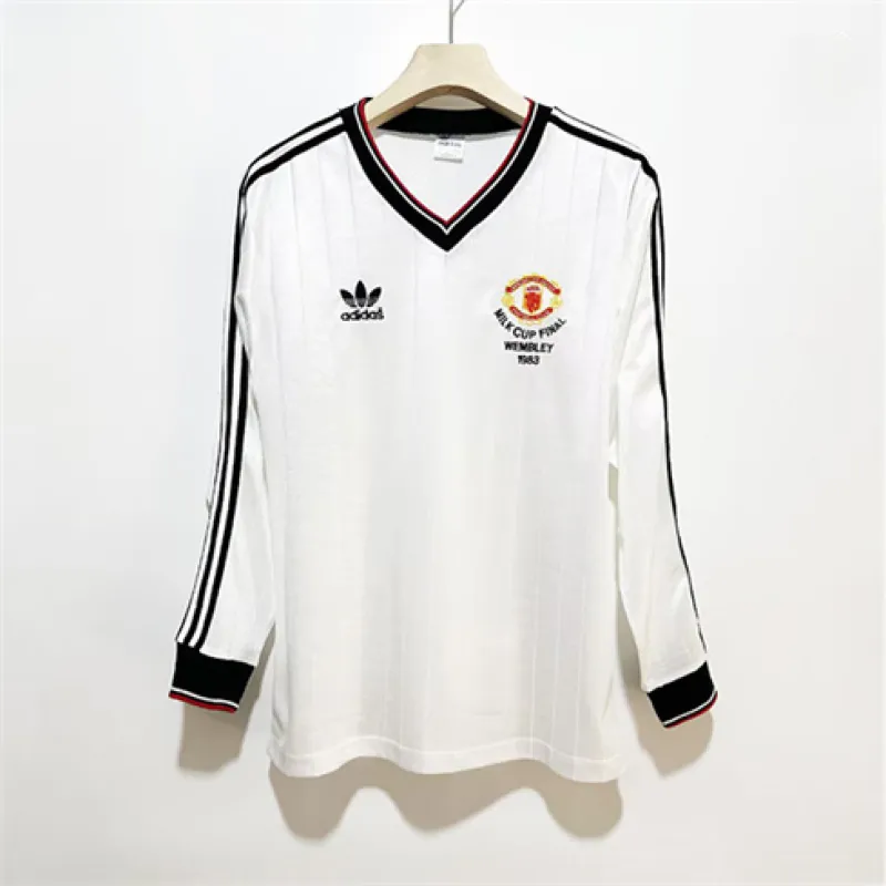 Manchester United 1982/83 Retro - Auswärts - Langarm - Trikot - Weiß