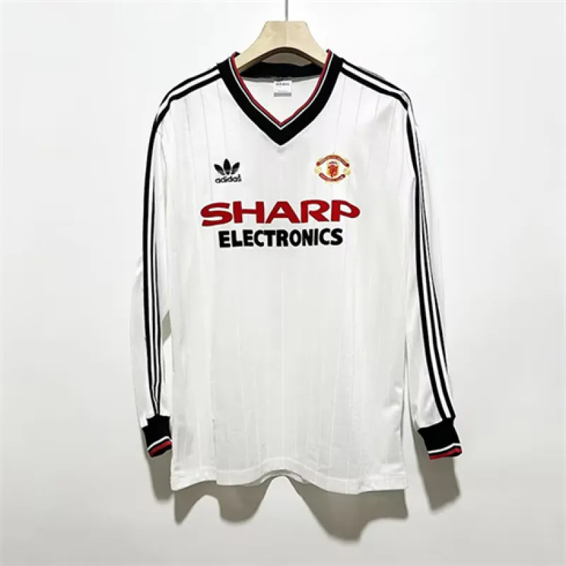 Manchester United 1982/83 Retro - Auswärts - Langarm - Trikot - Weiß