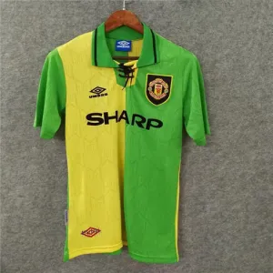 Camiseta retro de fuera de Manchester United 1992 - 94 - Verde/Amarilla​