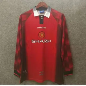 Camiseta retro mangas largas de casa de Manchester United en 1996 - Roja