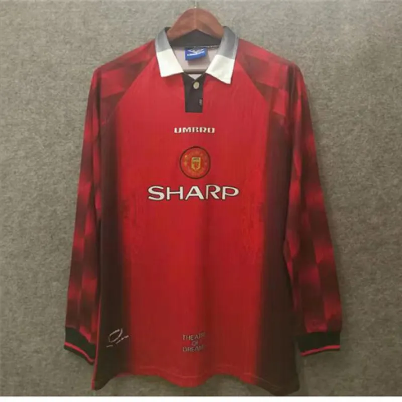 Manchester United 1996 Retro - Heim - Langarm - Trikot - Rot