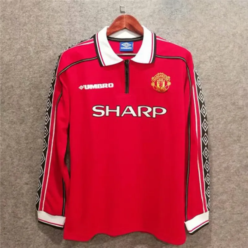 David Beckham's 1998 - 99 Manchester United Retro - Heim - Langarm - Trikot - Rot