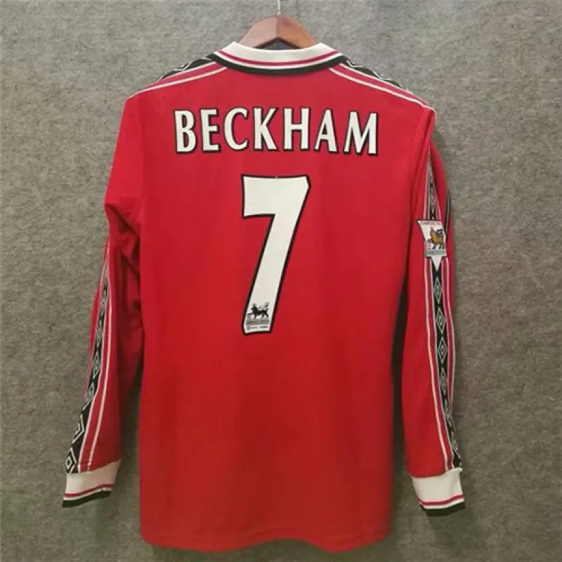 David Beckham's 1998 - 99 Manchester United Retro - Heim - Langarm - Trikot - Rot