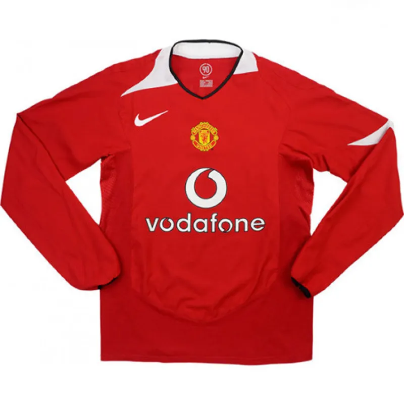 Maillot rétro manches longues domicile de Manchester United 2005/06 - Rouge