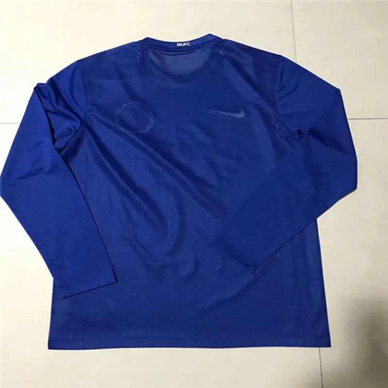 Maillot rétro manches longues d'extérieur de Manchester United 2007/08 - Bleu