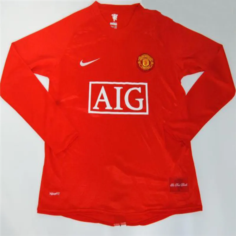 Maillot rétro manches longues de la finale de la Ligue des Champions UEFA 2007/08 de Manchester United - Rouge