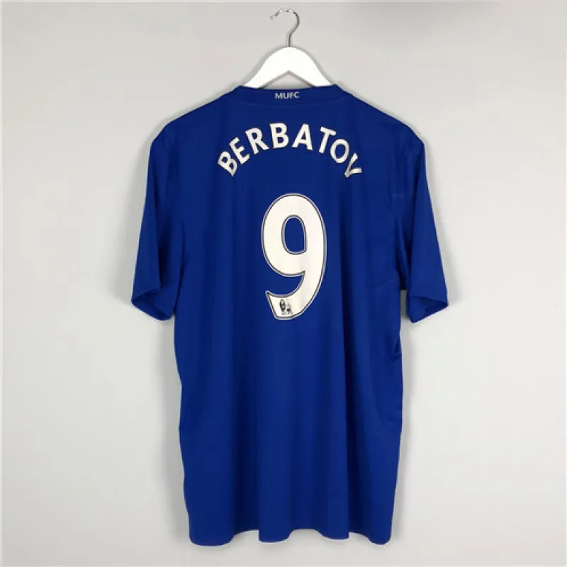 Maillot rétro d'extérieur bleu de Dimitar Berbatov pour Manchester United en 2008/09