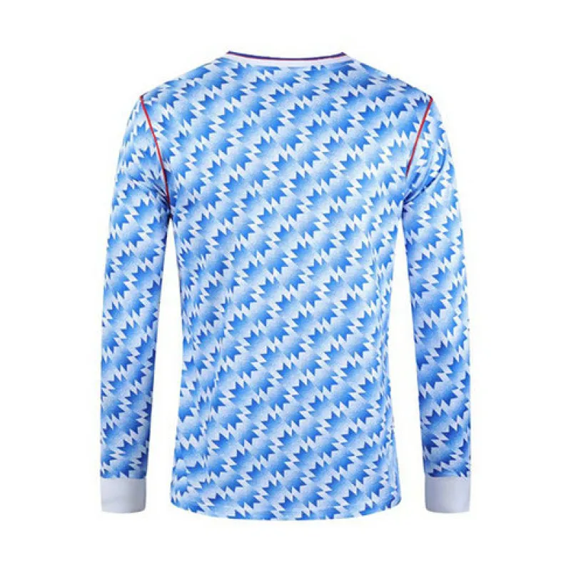 Manchester United 1990 - 92 Auswärts - Blau Retro - Langärmel - Trikot