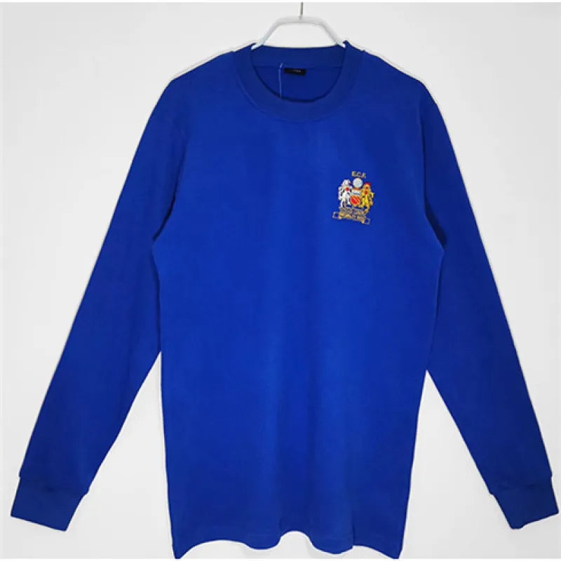 Maillot rétro à manches longues d'extérieur bleu de Manchester United en 1968
