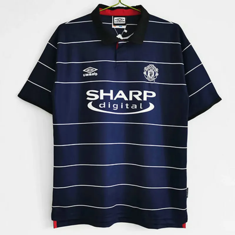 Maillot rétro d'extérieur de Manchester United 1999/00 - Bleu