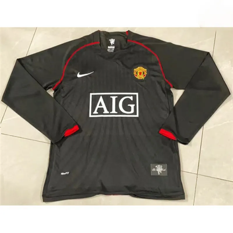 Maillot rétro à manches longues de Manchester United 2007/08 - Noir