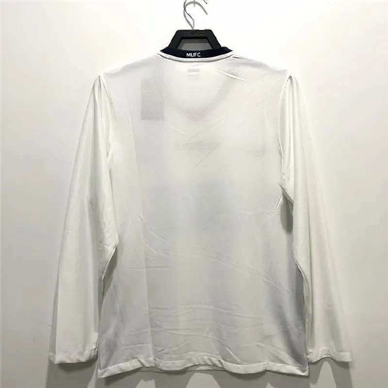 Maillot rétro à manches longues d'extérieur de Manchester United 2008/09 - Blanc