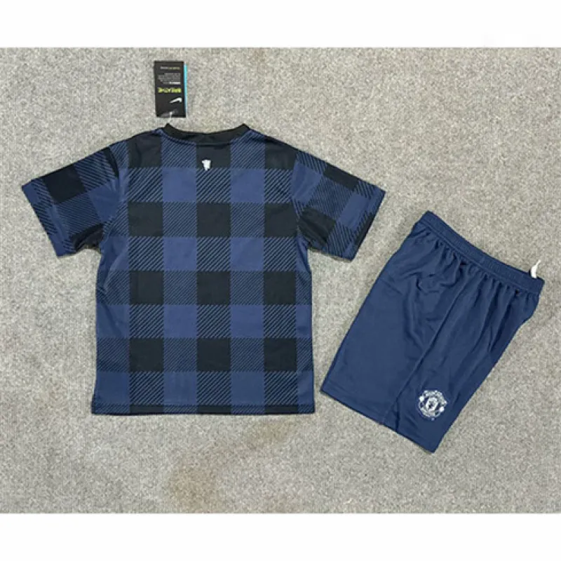 Maglia retro per bambini di Manchester United 2013/14 di trasferta - Azzurra