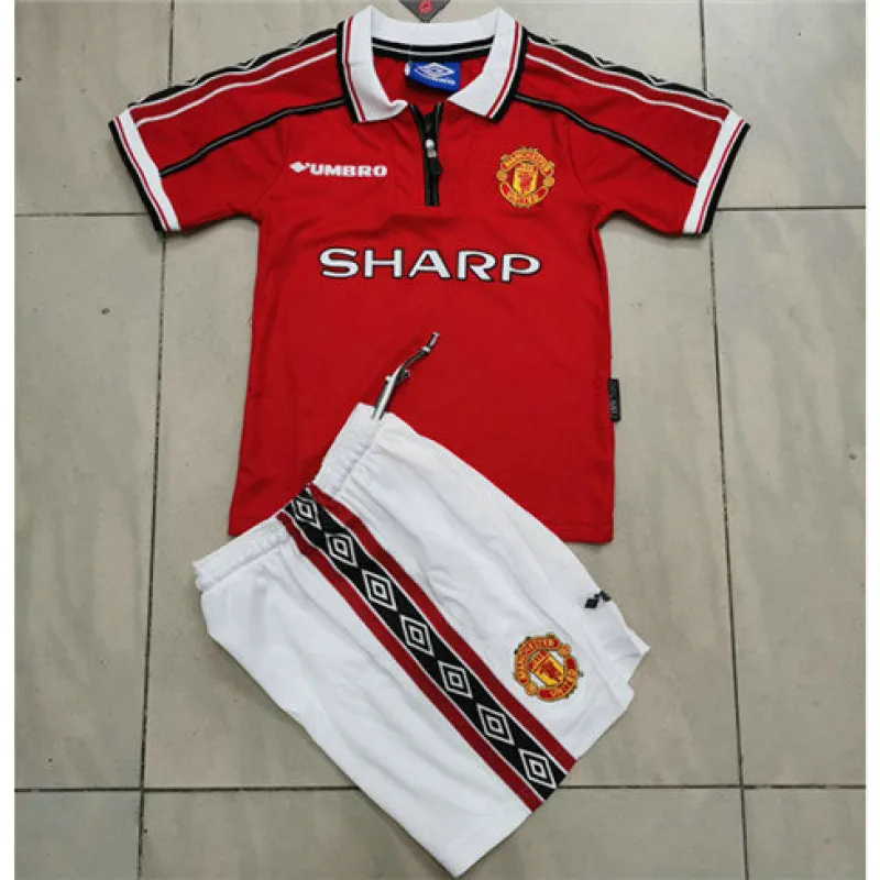 Maillot rétro pour enfants de Manchester United 1998/99 domicile - Rouge