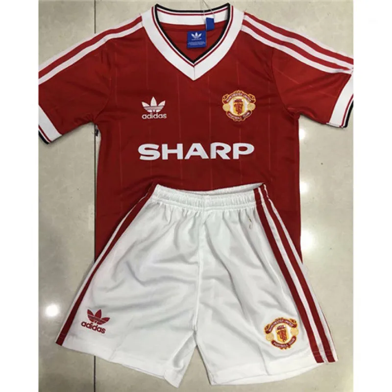 Maillot rétro pour enfants de Manchester United 1984 domicile - Rouge