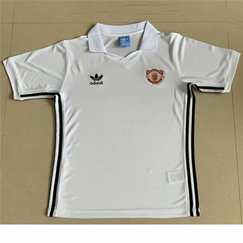 Maillot rétro d'extérieur de Manchester United 1980 - Blanc