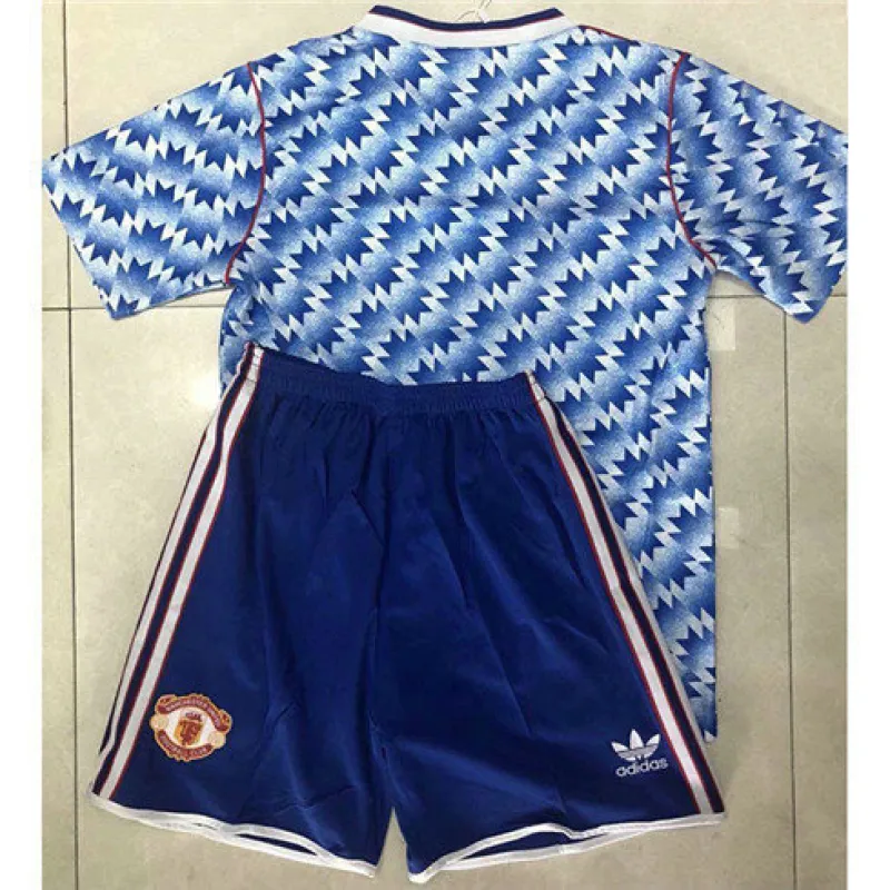 Maillot rétro pour enfants de Manchester United 1990 - 92 Extérieur - Bleu