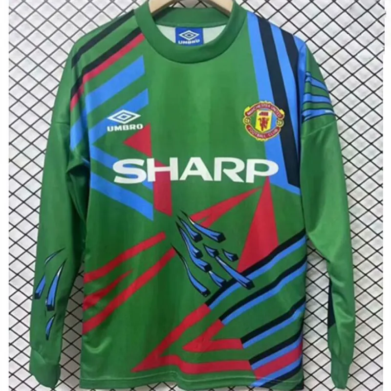 Maillot rétro à manches longues du gardien de Manchester United 1992/93 - Vert