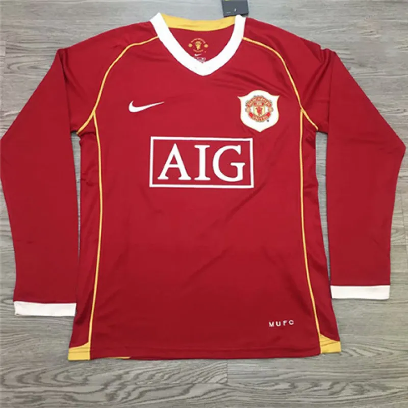 Maillot rétro à manches longues de domicile de Manchester United 2006/07 - Rouge