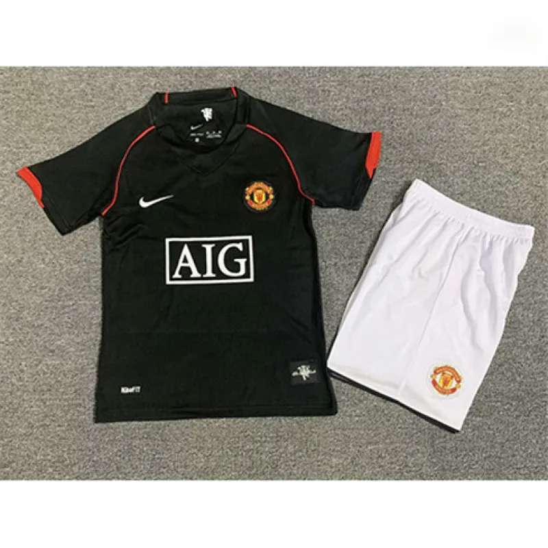 Maillot rétro pour enfants de Manchester United 2007/08 Extérieur - Noir