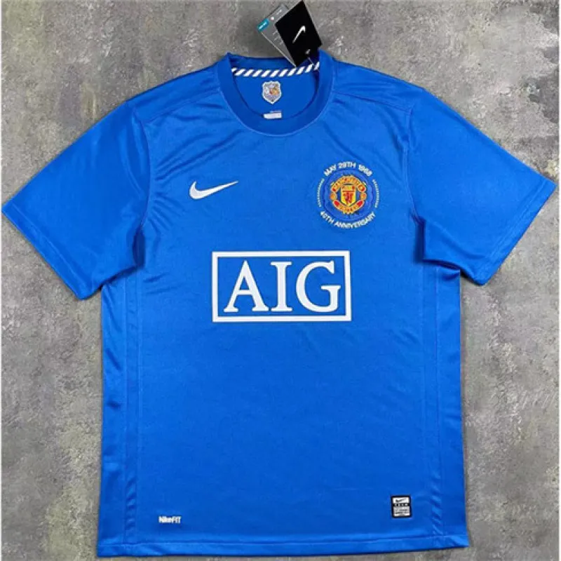 Maillot rétro d'extérieur de Manchester United 2007/08 - Bleu