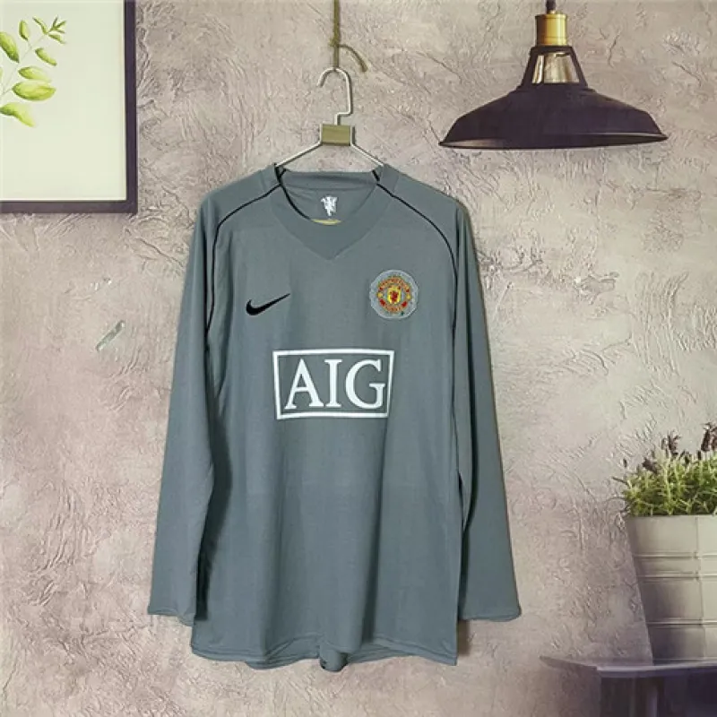 Maillot rétro à manches longues du gardien de Manchester United 2007/08 - Gris