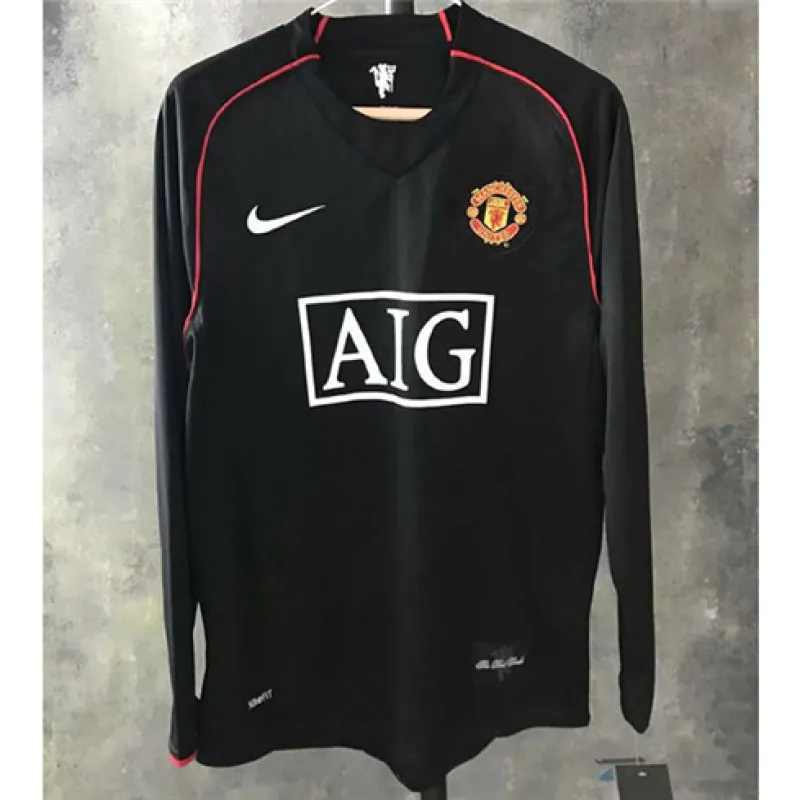 Manchester United Retro Langärmel Drittes Trikot 2007/08 - Schwarz