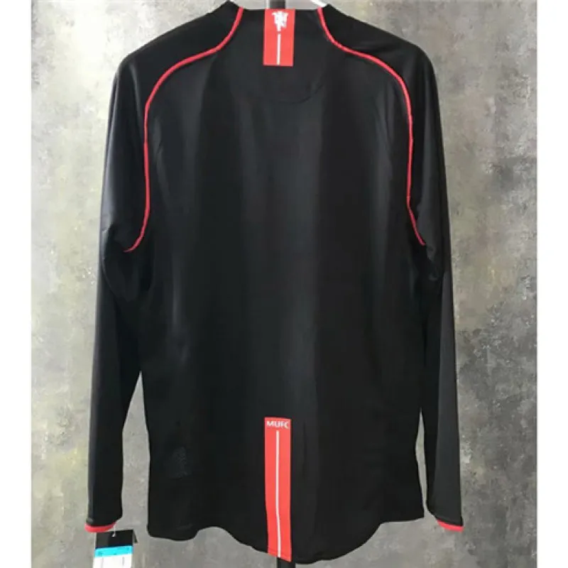 Manchester United Retro Langärmel Drittes Trikot 2007/08 - Schwarz